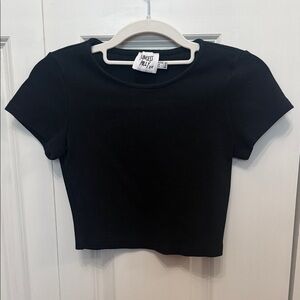 Princess Polly Cotton Crop Top in Black